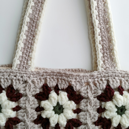 クロシェ編み モチーフ編み トートバッグ ショルダーバッグ 手編み