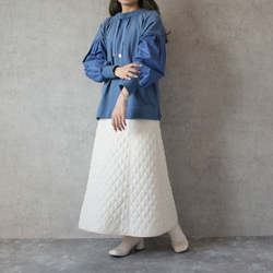 ｴﾄﾗﾝｾﾞꕤ印象的なキルティング素材で美しいAラインのロングスカート 防寒 et5538 7枚目の画像