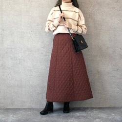 ｴﾄﾗﾝｾﾞꕤ印象的なキルティング素材で美しいAラインのロングスカート 防寒 et5538 10枚目の画像