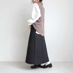 ｴﾄﾗﾝｾﾞꕤ印象的なキルティング素材で美しいAラインのロングスカート 防寒 et5538 2枚目の画像
