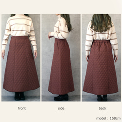 ｴﾄﾗﾝｾﾞꕤ印象的なキルティング素材で美しいAラインのロングスカート 防寒 et5538 14枚目の画像