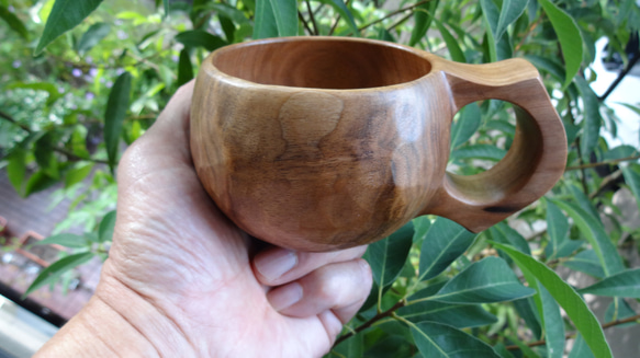 　和の　クルミの一木彫りコーヒーカップ 14枚目の画像