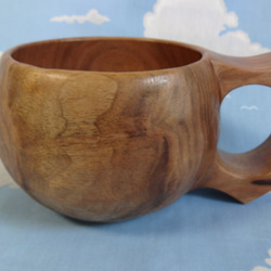 　和の　クルミの一木彫りコーヒーカップ 6枚目の画像