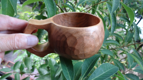 　和の　クルミの一木彫りコーヒーカップ 13枚目の画像