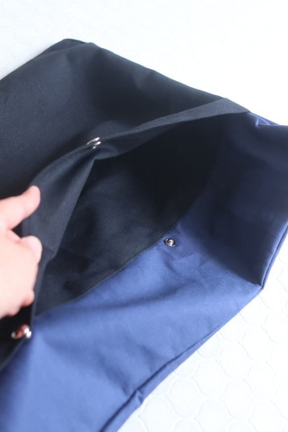 ミリタリー生地　帆布 防災頭巾カバー　ワッペン　ブルー　座布団兼用可 8枚目の画像