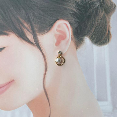 No.539【ピアス イヤリング 貼るピアス】 コットンパール ホワイト 