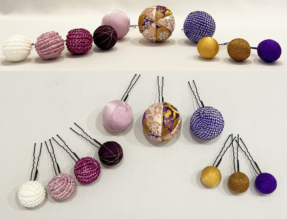 ❤ 創作和玉 金襴木目込み鞠 髪飾り　08 紫♪ ヘッドドレス 成人式　ウエディング　七五三　人気　和玉