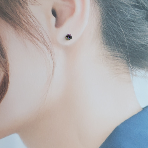 春色♡天然トルマリン　925SV　スタッドピアス 11月誕生石】付けっぱなしOK ミスティックトパーズ4mm