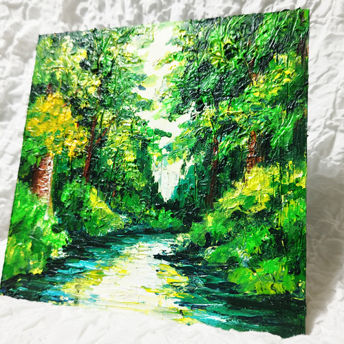 MDFボート絵画【森の湖】 絵画 HR 通販 14633622｜Creema(クリーマ)