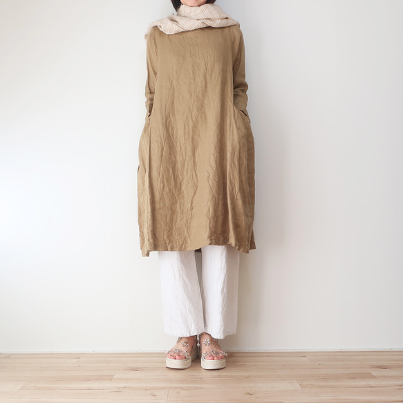 分層寬鬆❣️口袋切換亞麻連衣裙（免費/共13色） 第7張的照片