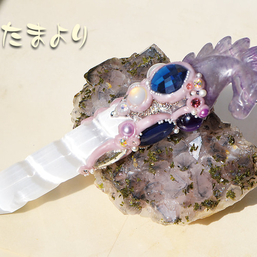 聖水のワンド」大きなセレナイトとユニコーンのワンド その他 聖水のワンド」大きなセレナイトとユニコーンのワンド その他