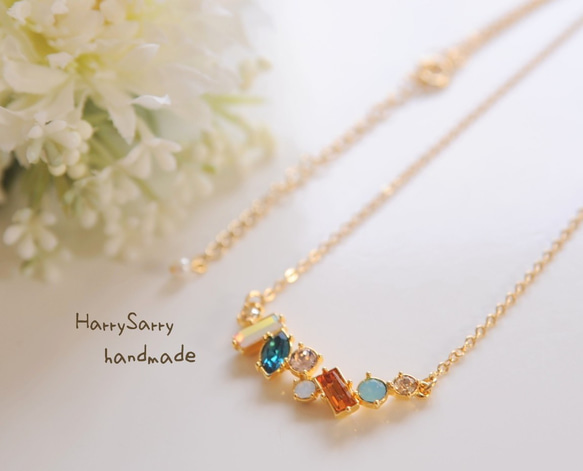 新色〉1点のみ 秋色♪ 煌めくスワロのビジューネックレス｡ﾟ＋