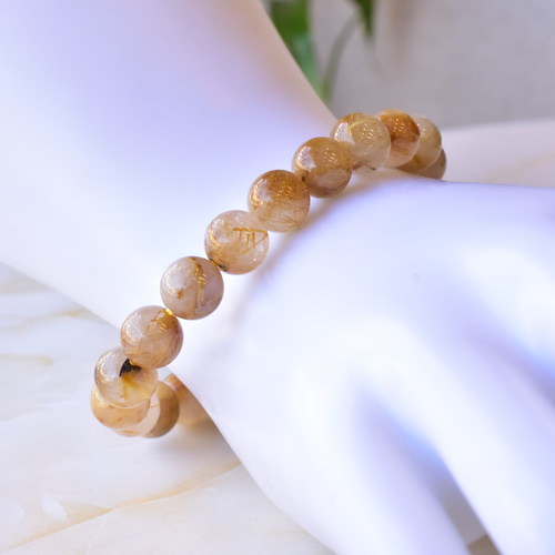 専用【極上,美品】太陽放射ルチルクォーツ　９㎜ 高品質++]太陽放射ルチルクォーツブレスレット（約9mm玉） - 埼玉県