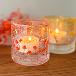 金木犀の香りアロマキャンドル付】秋色かすみ草のキャンドル