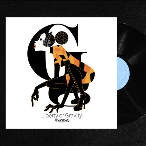 レコードジャケット風アート【レコード盤なし】重力の自由_c148
