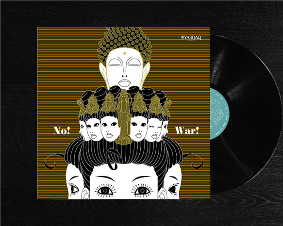 レコードジャケット風アート【レコード盤なし】NoWar_c161 イラスト