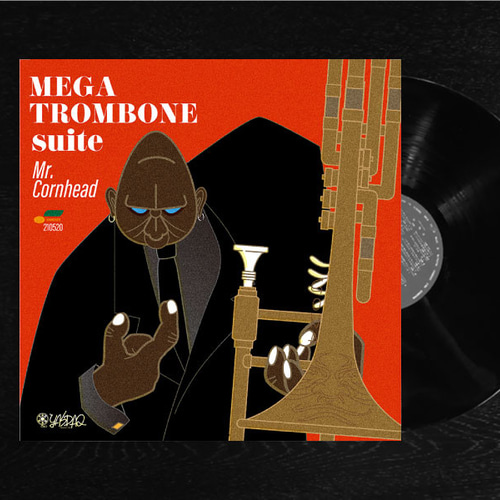 レコードジャケット風アート【レコード盤なし】コーンヘッド_c172