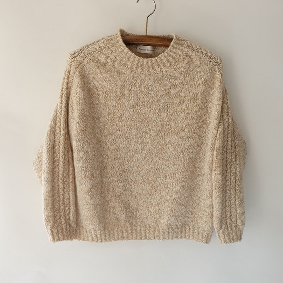 秋冬　手編み　ドロップショルダーセーター「Machinami sweater」ーSand（サンド） 11枚目の画像