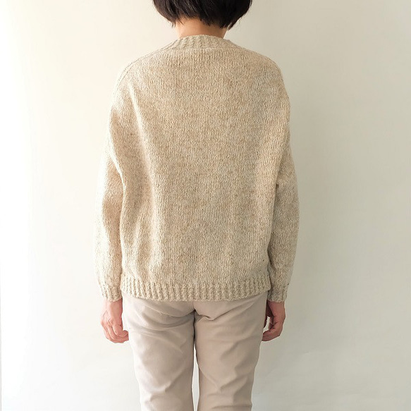 秋冬　手編み　ドロップショルダーセーター「Machinami sweater」ーSand（サンド） 8枚目の画像