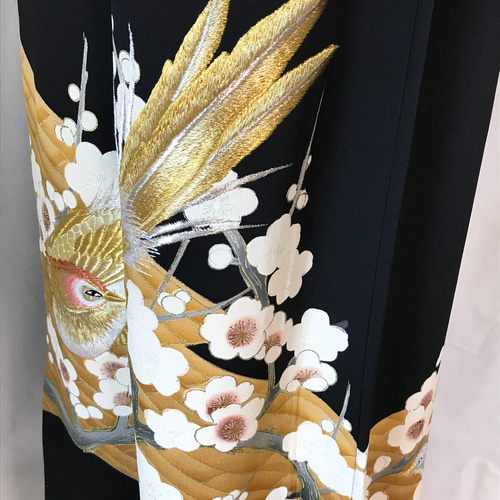 正絹】着物リメイク 黒留袖ドレス／キャミワンピースタイプ