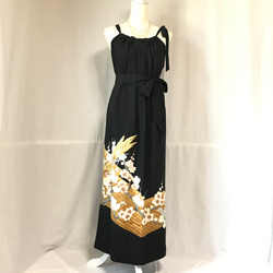 正絹】着物リメイク 黒留袖ドレス／キャミワンピースタイプ