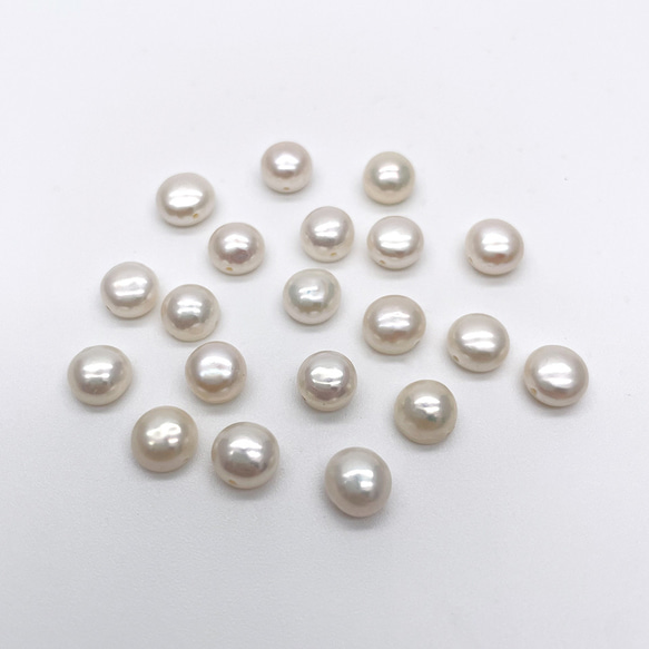淡水パール 10粒 ボタン フラット 小粒 6~7mm*6~7mm バロック 本真珠 貫通穴 コイン 1枚目の画像