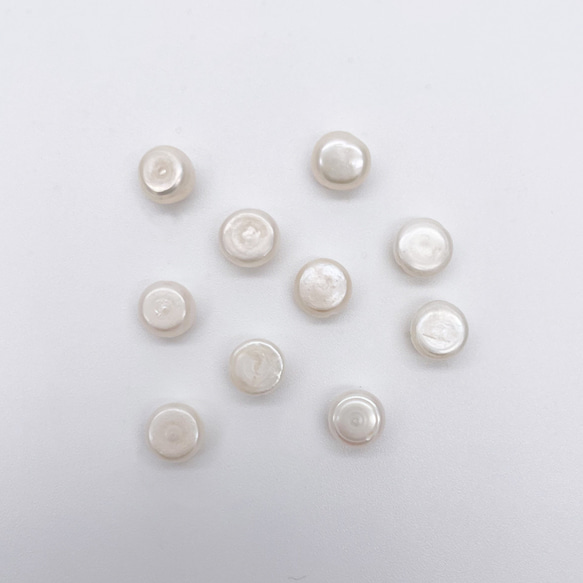 淡水パール 10粒 ボタン フラット 小粒 6~7mm*6~7mm バロック 本真珠 貫通穴 コイン 4枚目の画像