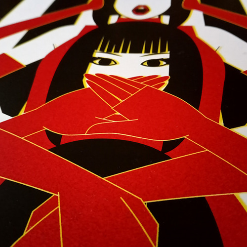 レコードジャケット風アート【レコード盤なし】三ガール イラスト ヤス