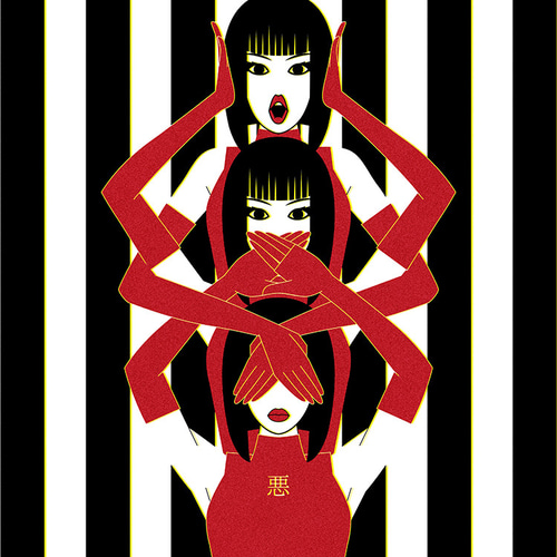 レコードジャケット風アート【レコード盤なし】三ガール