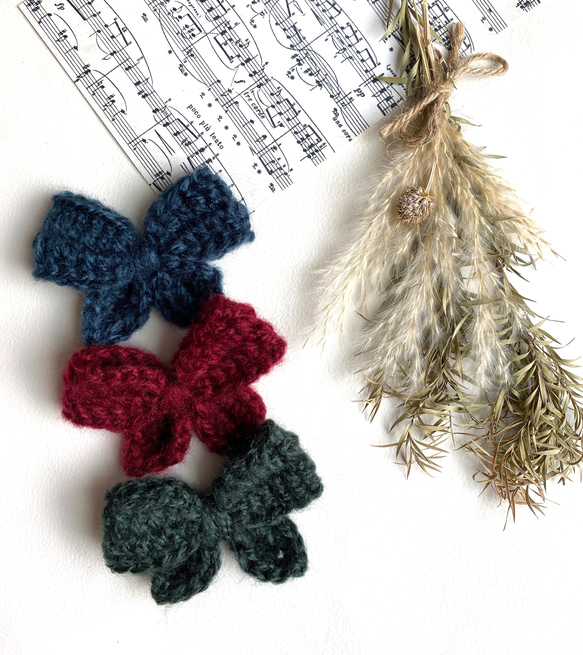 ニットリボンヘアクリップ knit ribbon hair accessory 1枚目の画像