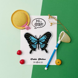 こんにちは | Da Liuli Papilio オリジナルデザイン刺繍ステッカー 蝶ステッカー 携帯シェルステッカー 安全帽子 1枚目の画像