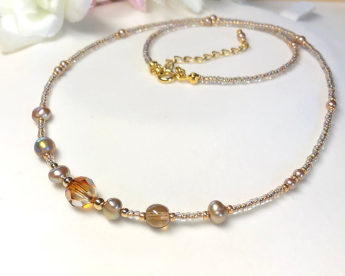 クリスタルビーズネックレス＆ブレスレットセット 日本橋高島屋で購入　お値下げ クリスタルビーズネックレス＆ブレスレットセット 日本橋高島屋