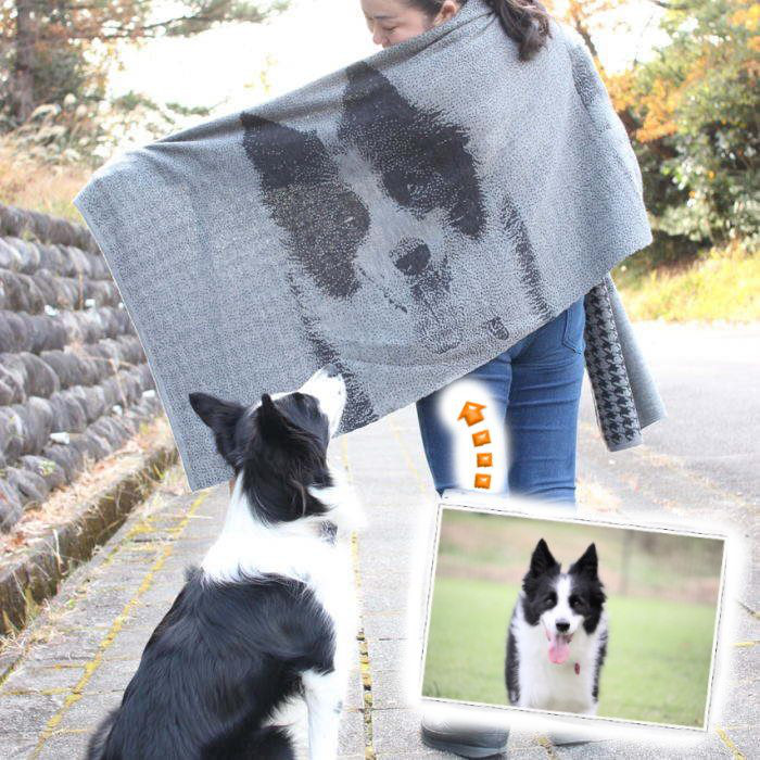 ペット 写真 メモリアル ストール ショール ニット クリスマス プレゼント 冬 防寒