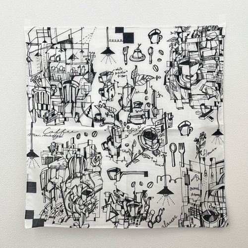 線画アート モノクロハンカチ ハンカチ・手ぬぐい MAi sUEnaGA 通販