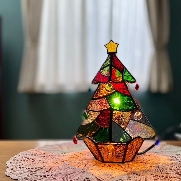 ステンドグラス✨モザイクツリー✨クリスマスカラー スタンド