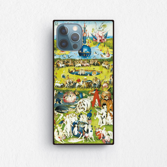 【絵画スマホケース】ヒエロニムス・ボス　iPhone用　全機種対応　スクエア型　強化ガラス製 1枚目の画像