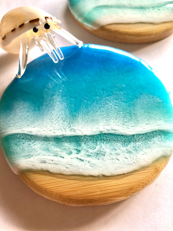 海レジン アート オーシャンブルー コースター 海アート レジン