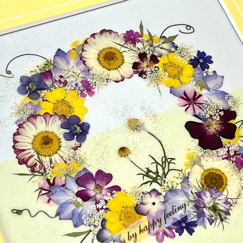 押し花額 『リース風』（ハンドメイド） ハンドメイド 押し花アート 額縁 紫陽花 リースの通販 by miaya