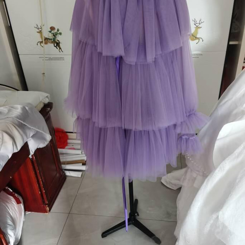 美品！パープル ソフトチュールチュニック フェミニンなフレームレース