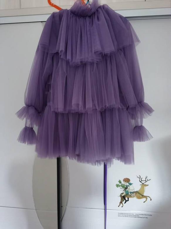 美品！パープル ソフトチュールチュニック フェミニンなフレームレース