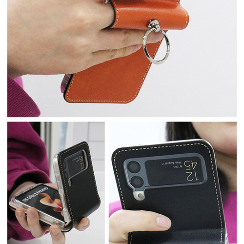 スマホケース♡レザー携帯カバー　背面型 Galaxy Z Flip4 Flip3 5G ギャラクシー 栃木レザー スマホケース