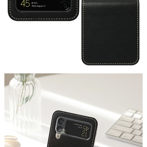 Galaxy Z Flip4 Flip3 ケース 栃木レザー スマホケース 背面