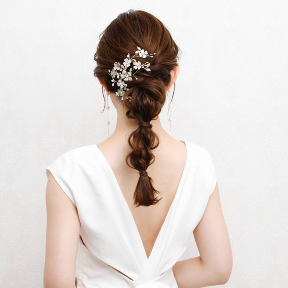 DH94 ヘッドドレス　ウェディング　小枝　ブライダル ヘアアクセサリー   ゴールド  結婚式 5枚目の画像