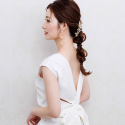 DH94 ヘッドドレス　ウェディング　小枝　ブライダル ヘアアクセサリー   ゴールド  結婚式 6枚目の画像