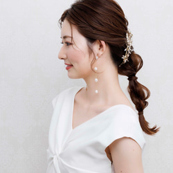 DH94 ヘッドドレス　ウェディング　小枝　ブライダル ヘアアクセサリー   ゴールド  結婚式 10枚目の画像