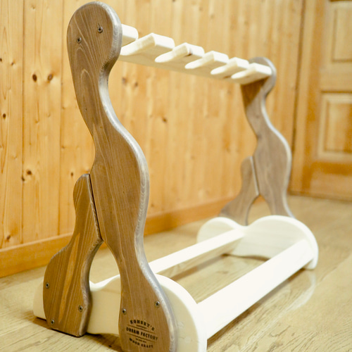 24時間以内に発送】手作り木工 木製ウクレレスタンド（古材） 5本掛け  