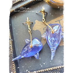 アポフィライト鉱石風inモルフォ蝶✩.*˚ ピアス（スタッド・一粒  