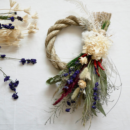 お正月飾り】3way スワッグ・リースにもなるしめ縄飾り・華やか