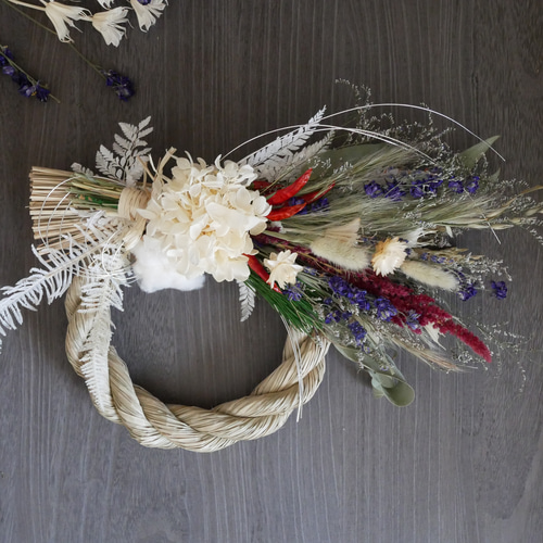 お正月飾り】3way スワッグ・リースにもなるしめ縄飾り・華やか