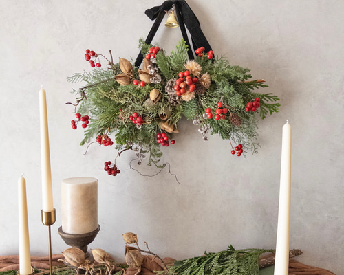 『エタンセル』　Xmas壁掛けロングブーケ エタンセル』 Xmas壁掛けロングブーケ エタンセル』 Xmas壁掛けロング